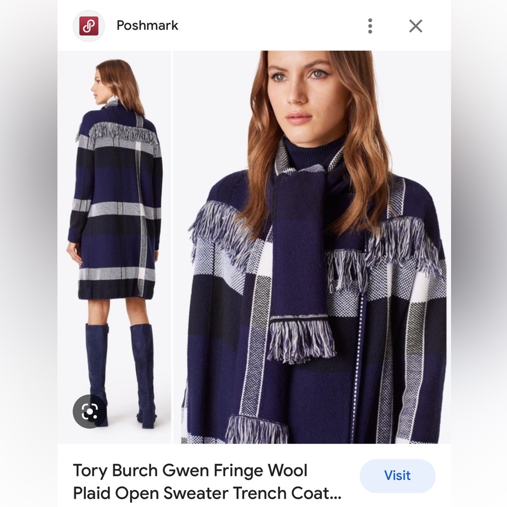 SOLD Tory Burch wool blend coat with scarf